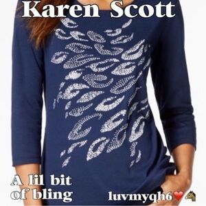 Karen Scott 3/4 Sleeve Top